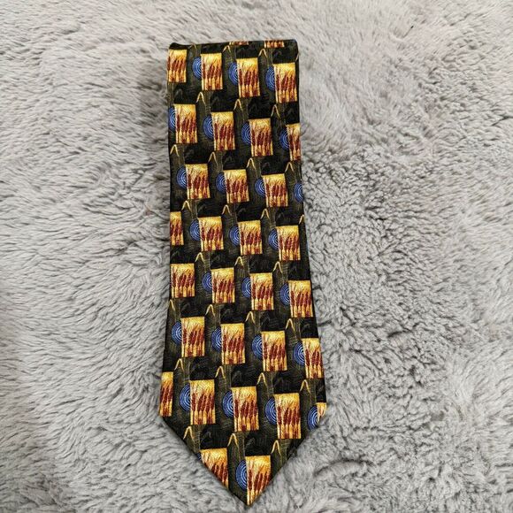 Ermenegildo Zegna Vintage‎ Mens Tie 100% SILK 90's YELLOW Flower - Picture 6 of 7
